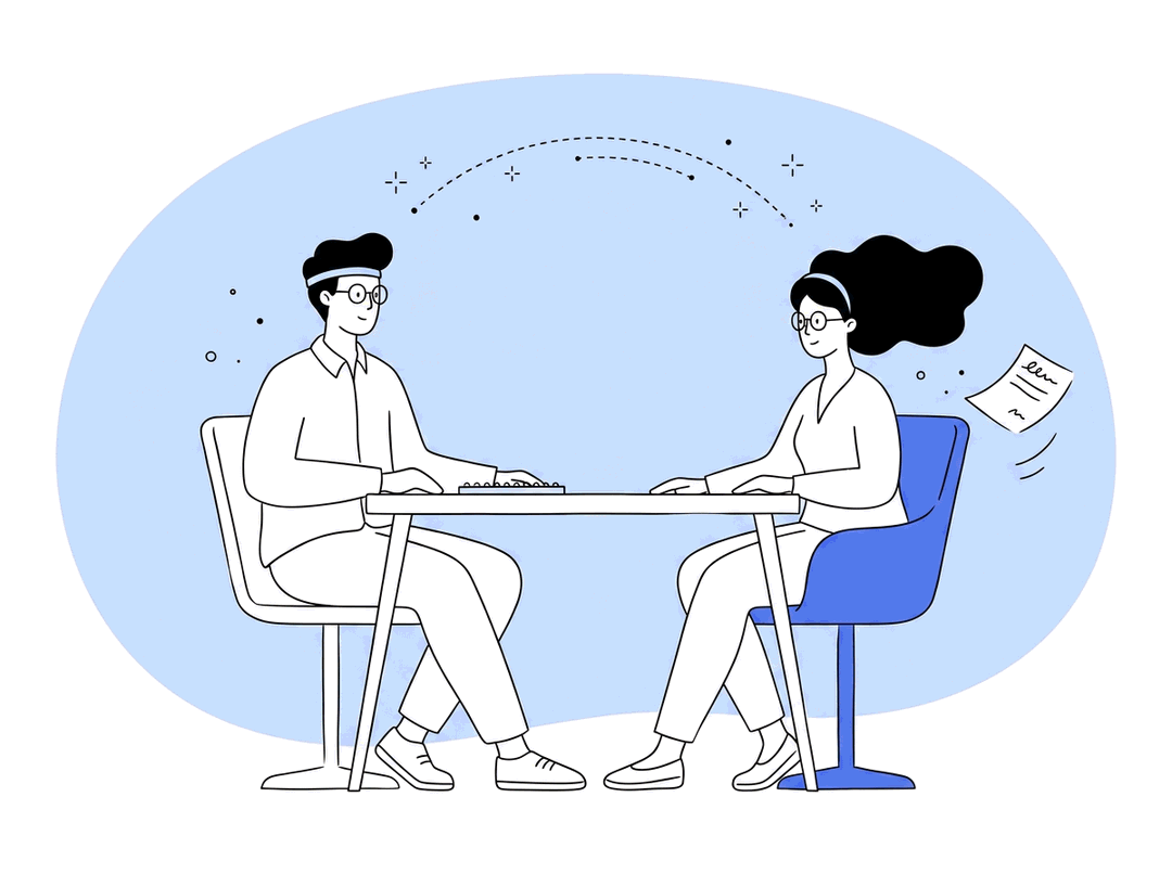 Two operators recording a human conversation on two separate audio channels